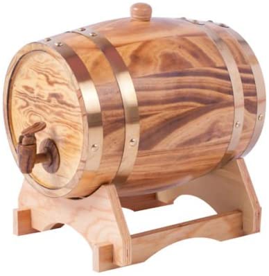 Photo 1 of 1.5L Oak Aging Barrels Whiskey Barrel Dispenser Home Wine Bucket Whiskey Barrel for Wine, Spirits, Beer, and Liquor Light Yellow (with baked oak chips)