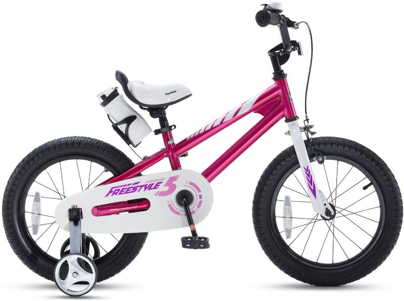 Photo 1 of RoyalBaby Kids Bike Boys Girls Freestyle Bicycle 12 14 16 Inch with Training Wheels, 16 18 20 with Kickstand Child's Bike, PINK
