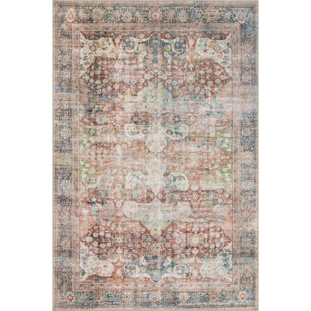 Photo 1 of LOLOI II Loren Brick/Multi 2 ft. 6 in. x 7 ft. 6 in. Traditional Polyester Runne
