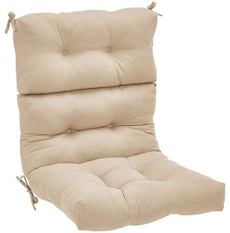 Photo 1 of Amazon Basics Tufted Outdoor High Back Patio Chair Cushion- Khaki
