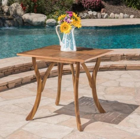 Photo 1 of Camdyn Teak Square Wood Outdoor Dining Table
