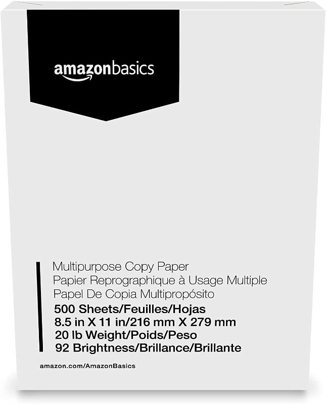 Photo 1 of AmazonBasics Multipurpose Copy Printer Paper - White, 8.5 x 11 Inches 500 Sheets, PACK OF 7 REAMS