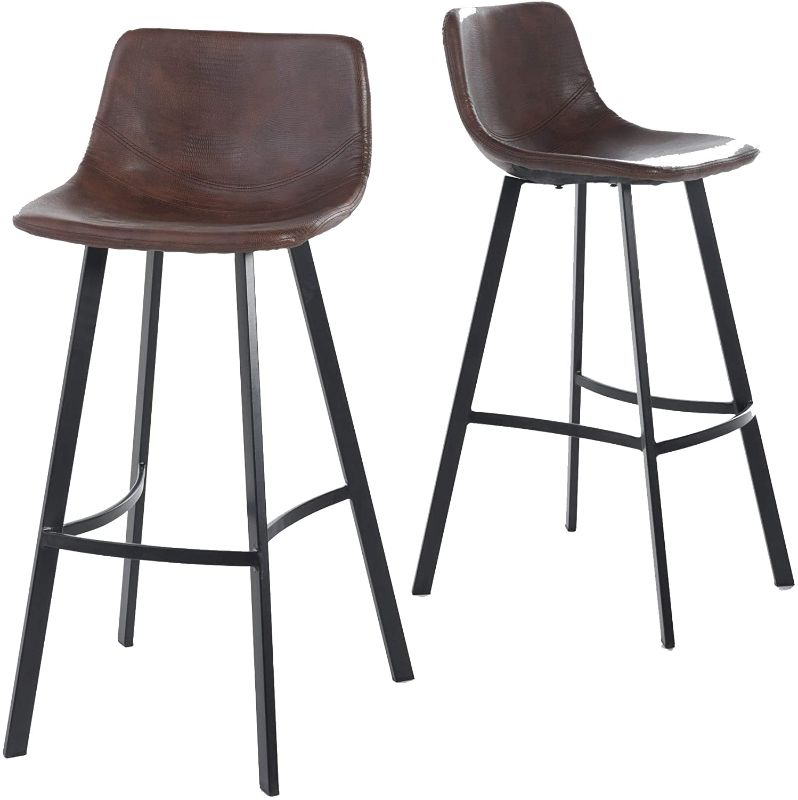Photo 1 of Christopher Knight Home Dax Barstools, 2-Pcs Set, Snake Skin Brown
