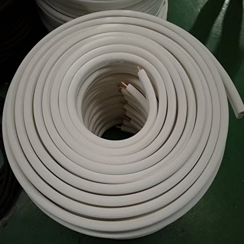 Photo 1 of 1/4" - 5/8" Insulated Copper Coil Line Set - Seamless Pipe Tube for HVAC, Refrigerant - 1/2" White Insulation EZ Twin Set - 25' Long
