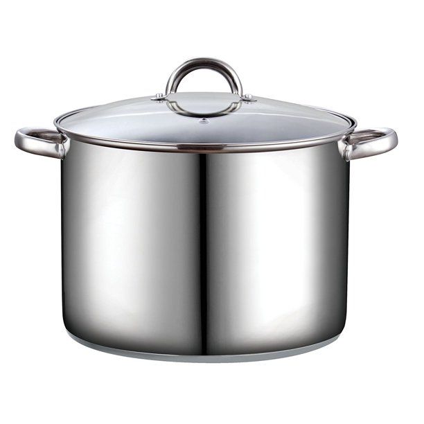 Photo 1 of Cook N Home 16 Qt. Stainless Steel Stock Pot W/ Lid Stainless Steel in Gray, Size 12.5 H X 12.5 W in | Wayfair 02527
