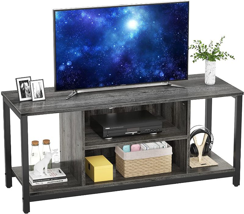 Photo 1 of Aheaplus TV Stand for TV up to 50 inch 3 Tier Entertainment Center Mid Century Modern TV Stand Media Console Table with Open Shelving Storage Wood Retro Industrial TV Cabinet for Living Room Bedroom
