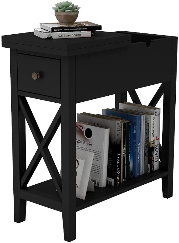 Photo 1 of ChooChoo Flip Top Open End Table, Narrow Side Table Slim End Table for Living Room Bedroom
