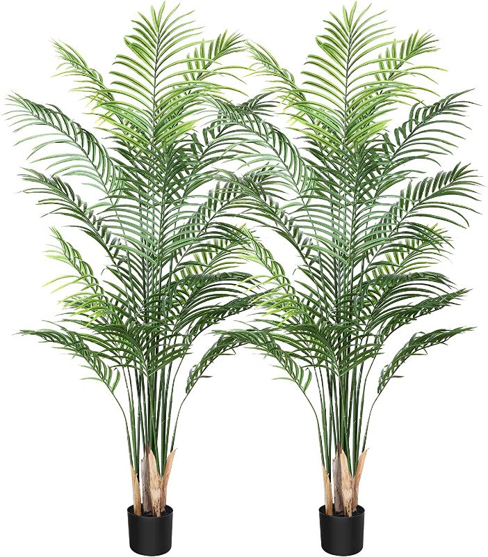 Photo 1 of CROSOFMI Artificial Areca Palm Plant 6Feet Fake Tropical Palm Tree, Perfect Faux Dypsis Lutescens Plants in Pot for Indoor Outdoor House Home Office Garden Modern Decoration Housewarming Gift-2Pack
