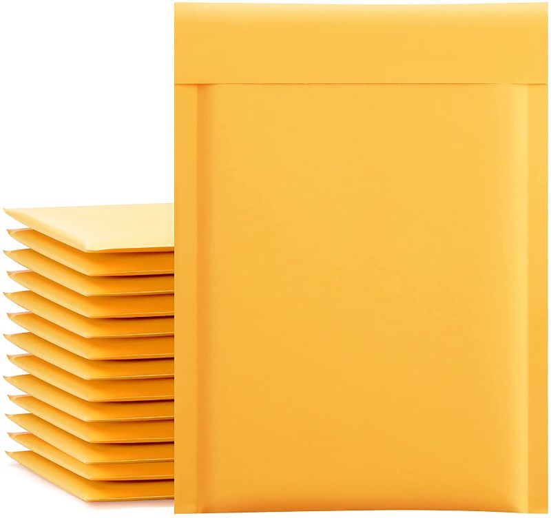 Photo 1 of UCGOU Kraft Bubble Mailers 6x10 Inch 25 Pack Yellow Padded Envelopes #0 Small Business Mailing Packages Self Sealing Tear Resistant Boutique Bulk Mail Shipping Bags for Jewelry Makeup Supplies