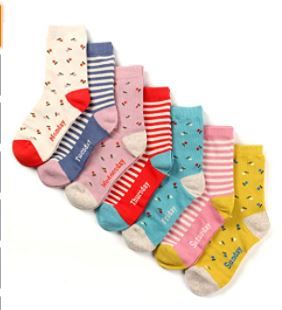 Photo 1 of COTTON DAY 7 Days of the Week Toddler Little Big Kids Girls Fun Novelty Design Socks, Medium