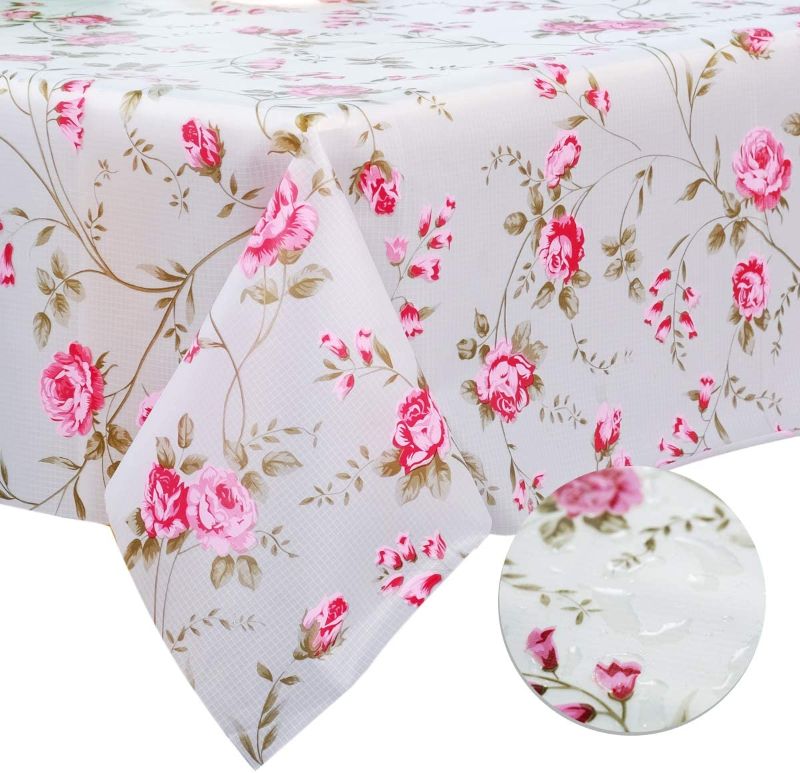 Photo 1 of DITAO Vinyl Tablecloth for Square Tables Covers Floral Summer Table Cloth for Camping Picnic Outdoor 60 x 90