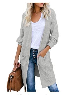 Photo 1 of Vetinee Women's Open Front Sweater Cardigan Long Sleeve Soft Knit Pockets Outwear Large