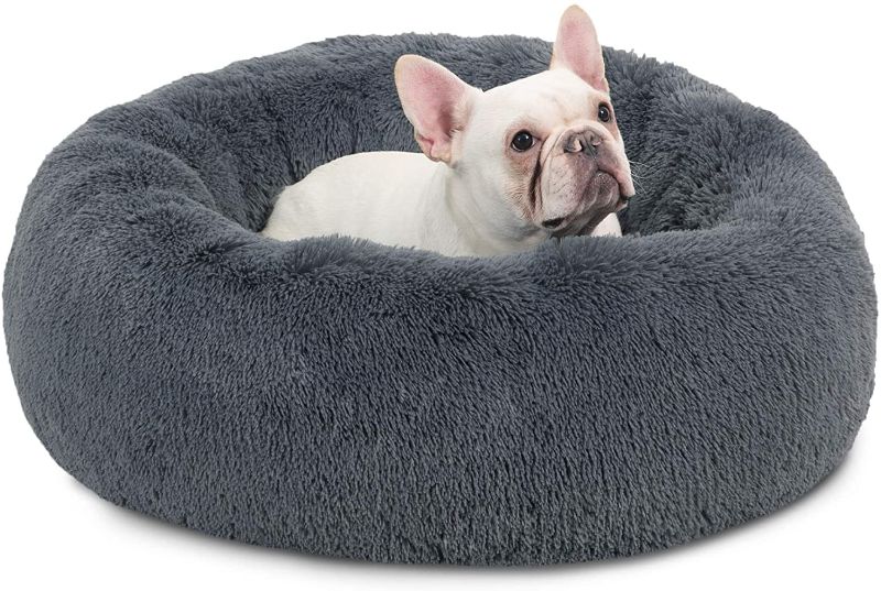 Photo 1 of Bedsure Calming Dog Beds for Small Medium Large Dogs - Round Donut Washable Dog Bed, Anti-Slip Faux Fur Fluffy Donut Cuddler Anxiety Cat Bed, Fits up to 15-100 lbs

