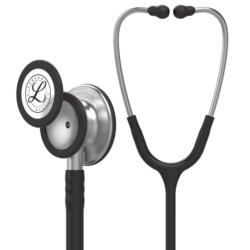 Photo 1 of 3M Littmann Classic III Monitoring Stethoscope, Black Tube, 27 inch, 5620
