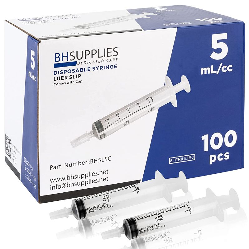 Photo 1 of 5ml Oral Dispenser Syringe with Cover, BH SUPPLIES - Individually Sealed - 100 Syringes
