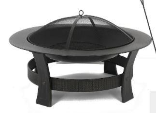 Photo 1 of 35-in W Black/High Temperature Powder Coated Steel Wood-Burning Fire Pit, 28" Interior