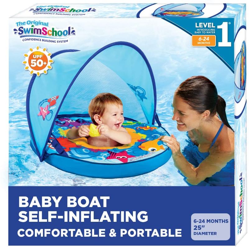 Photo 1 of SWIMSCHOOL Self Inflating Perfect Fit BabyBoat with Canopy, Refresh, MultiColored