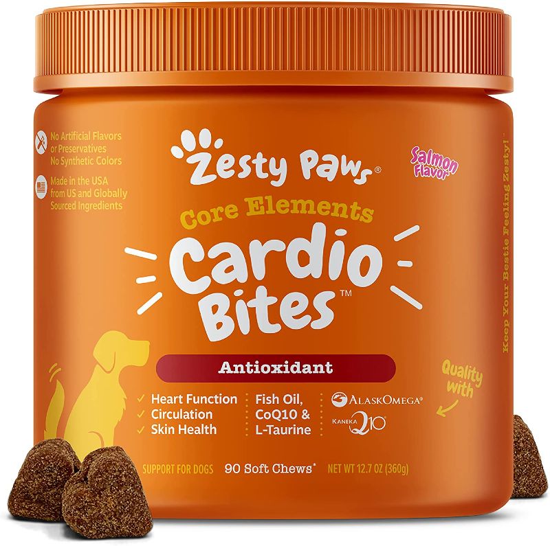 Photo 1 of Zesty Paws Cardiovascular Soft Chews for Dogs - with Antioxidants and AlaskOmega Fish Oil with Omega 3 Fatty Acids - Plus CoQ10, L Taurine & L Carnitine for Dog Heart Health - 90 Count