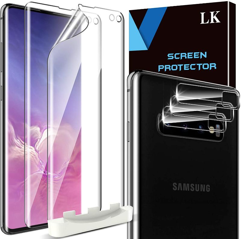 Photo 1 of 5 Pack LK 2 Pack Screen Protector and 3 Pack Camera Lens Protector Compatible with Samsung Galaxy S10 , Positioning Tool, HD Ultra-Thin, Flexible TPU Film