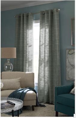 Photo 1 of allen + roth 84-in Teal Polyester Light Filtering Standard Lined Grommet Single Curtain Panel