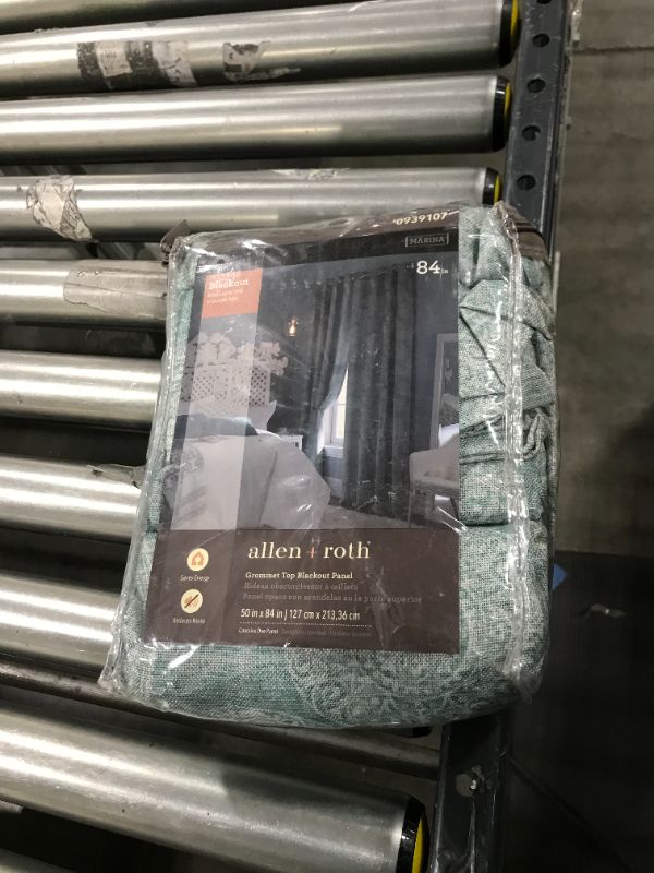 Photo 2 of allen + roth 84-in Teal Polyester Light Filtering Standard Lined Grommet Single Curtain Panel