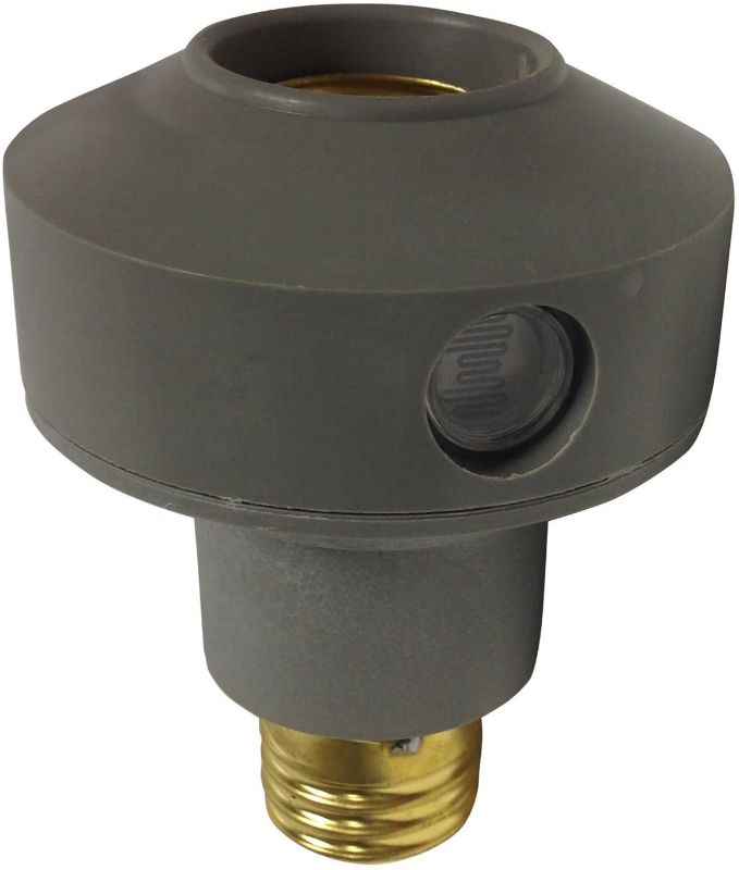 Photo 1 of Woods 1472WD Outdoor Floodlight Control Socket with Light Sensor Photocell, Grey