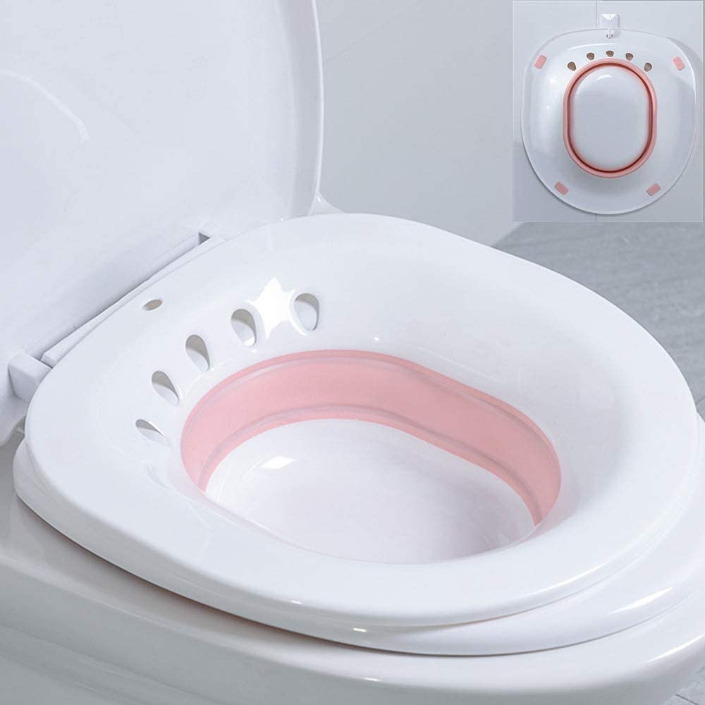 Photo 1 of H&W Sitz Bath?Foldable Squat Free Sitz Bath, Special Care Basin for Pregnant Women, Used for Hemorrhoids and Perineum Treatment, Relieve and Relieve Inflammation and Swelling of Vagina or Anus (Pink)
