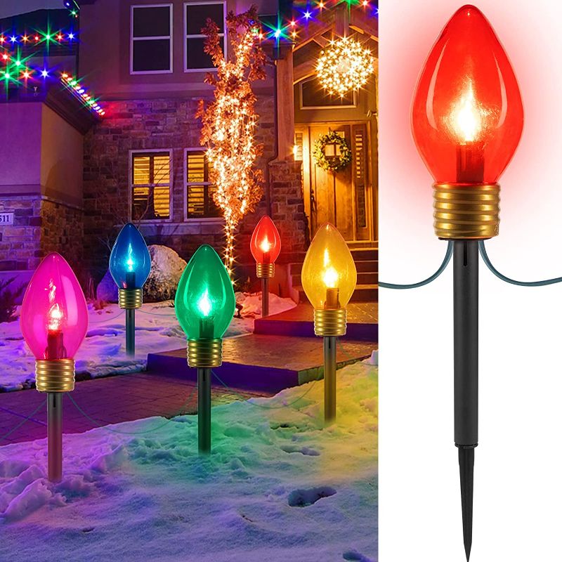 Photo 1 of 10 Jumbo C9 Christmas Lights Outdoor Decorations Lawn with Pathway Marker