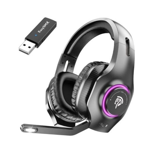 Photo 1 of EasySMX Wireless Gaming Headset 2.4GHz with 7.1 Surround Sound Deep Bass Retractable Noise Canceling Microphone RGB Automatic Gradient Lighting