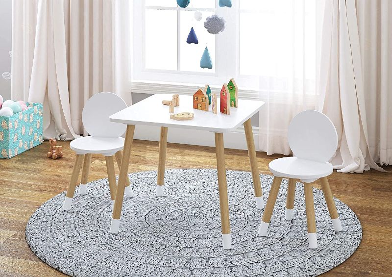 Photo 1 of UTEX Kids Table with 2 Chairs Set for toddlers, boys, girls, 3 Piece Kiddy Table and Chairs Set, White