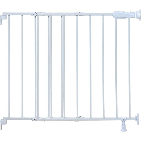 Photo 1 of Summer Top of Stairs Simple to Secure Metal Gate, White, 29-42 Inch Wide
