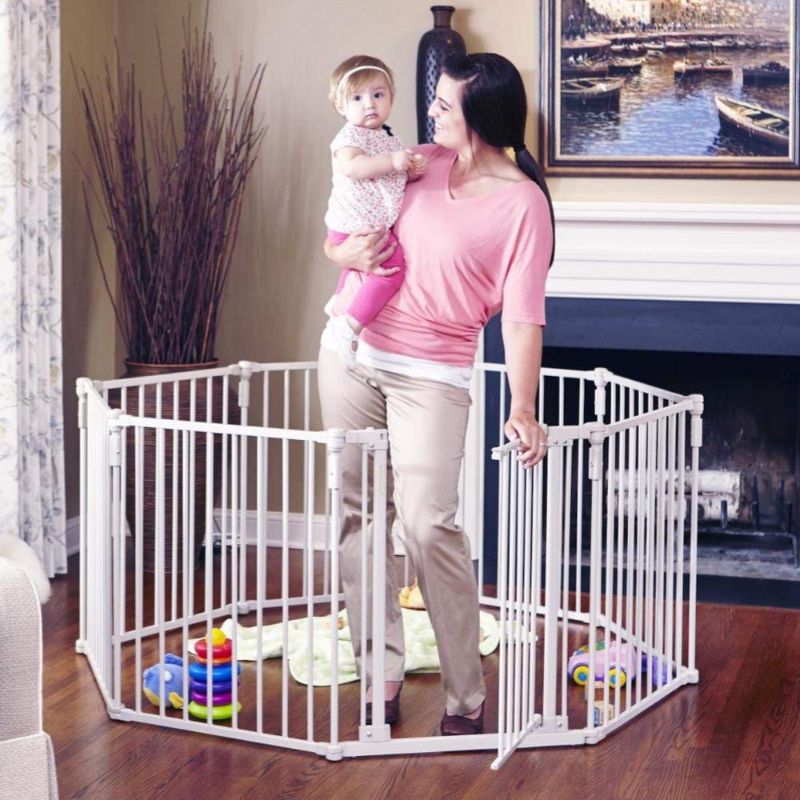 Photo 1 of Toddleroo by North States 3 in 1 Metal Superyard: 198" long extra wide baby gate, barrier or play yard. Hardware or freestanding. 8 panels, 19 sq.ft. enclosure (30" tall, Taupe)
