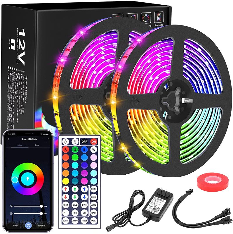 Photo 1 of 40FT LED Strip Lights, RGB Bluetooth Tape Light Strips with App Control Remote, Music Sync Color Changing Smart Rope Lights for Bedroom
