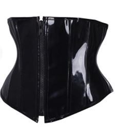 Photo 1 of Black PVC Leather Steampunk Gothic Wasit Trainer Underbust Corset Bustier...Large...
