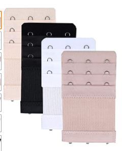 Photo 1 of Bra Extender 3 Hooks 3 Rows Elastic Bra Band Hook Strap Extensions for Women, Pack of 4
