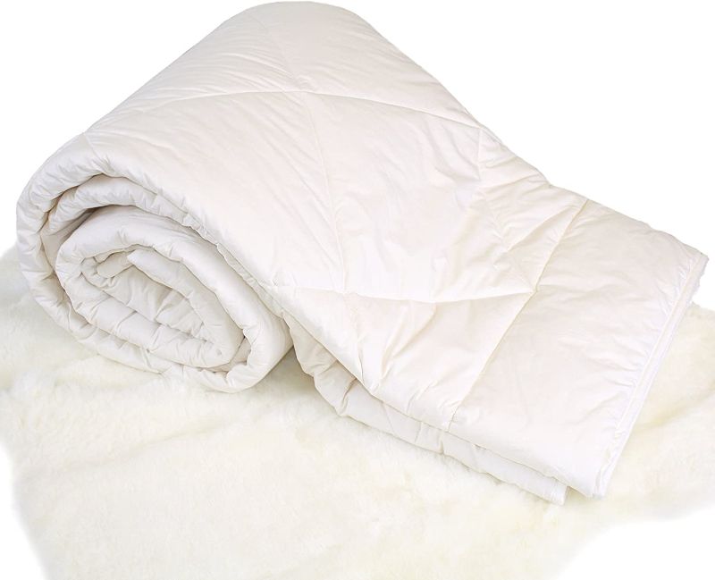 Photo 1 of Woolino Premium Australian Washable Wool Comforter, Mid-Weight Wool Fill 17.6oz Crib Wool Duvet Quilt Kids Blanket, Crib/Toddler Bed Size 37"x51"
