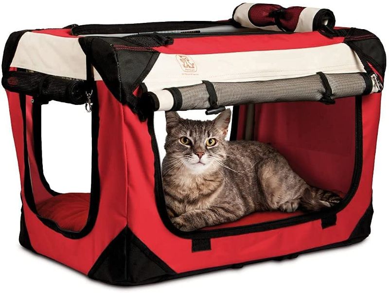 Photo 1 of Cat Carrier - Premium Pet Carrier for Small to Large Sized Pets - Soft Sided Foldable Top & Side Loading Cat Bag with Carrier Locking Zippers, Shoulder Straps, Seat Belt Lock & Plush Pillow
