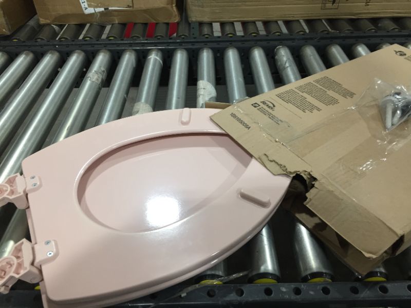 Photo 2 of Bemis Lift-Off Venetian Pink Wood Elongated Toilet Seat
