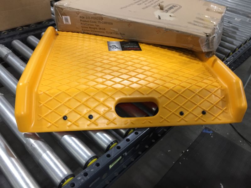 Photo 2 of Curb Ramp, Portable Poly Ramp With 1000lbs Weight Capacity, 650lbs Impact Capacity - For Hand Trucks, Carts, Dollies, or Bicycles by Stalwart (Yellow) - 75-CAR1030
