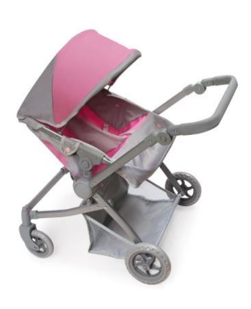 Photo 1 of Badger Basket Voyage Twin Carriage Doll Stroller - Gray/Pink