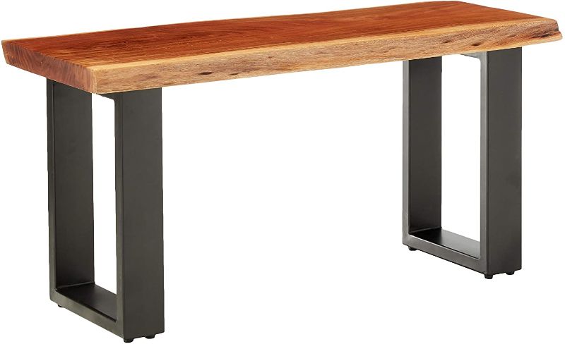 Photo 1 of Alpine Live Edge Solid Wood 36" Bench with Metal Legs, Natural