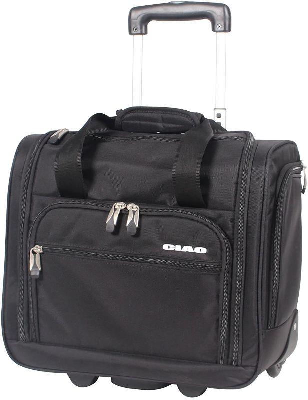 Photo 1 of Ciao Underseat Luggage Collection - Small Lightweight 15 Inch Under Seat Bag - Briefcase for Men & Women - Carry On Suitcase with 2- Rolling Spinner Wheels (Black)