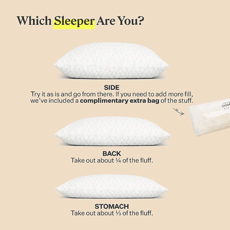 Photo 1 of Coop Home Goods Original Loft Pillow Queen Size Bed Pillows for Sleeping - Adjustable Cross Cut Memory Foam Pillows - Washable White Cover from Bamboo Rayon - CertiPUR-US/GREENGUARD Gold Certified
