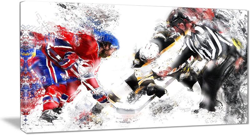 Photo 1 of Digital art PT2524-32-16 Hockey Face Off-Large Sport Canvas Art Print, 32x16
