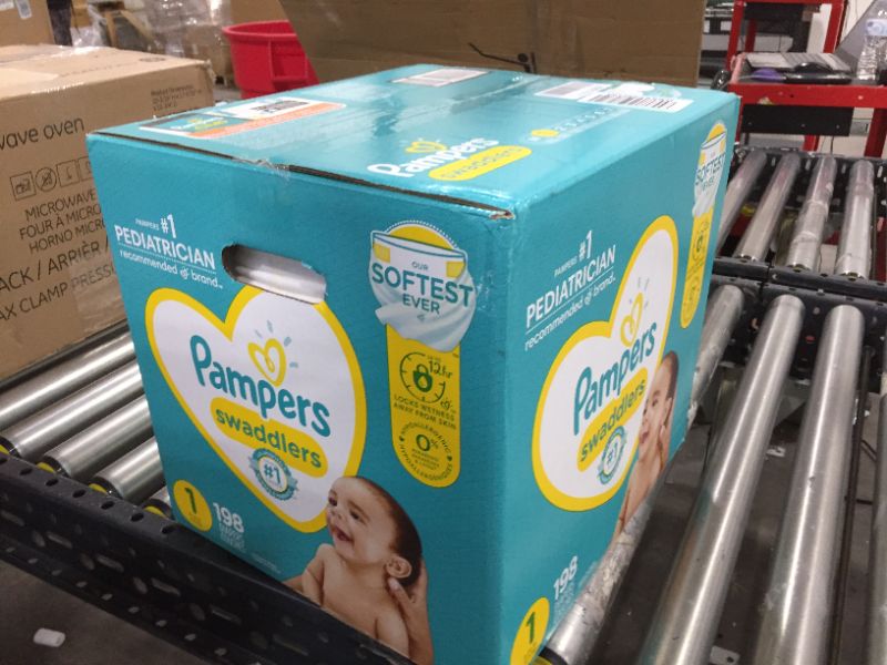 Photo 2 of Diapers Size 1 (8-14 lbs) Newborn, 198 Count - Pampers Swaddlers Disposable Baby Diapers, ONE MONTH SUPPLY (Packaging May Vary)
