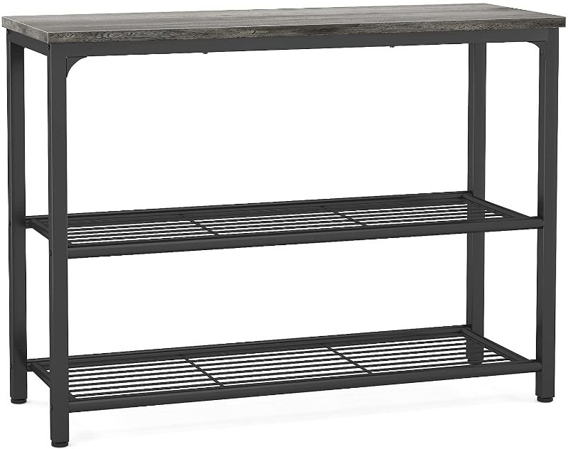 Photo 1 of Ecoprsio Sofa Table Console Table with Double Mesh Shelves, Narrow Long Entryway Table Foyer Table for Entryway, Front Hall, Hallway, Sofa, Couch, Living Room, Coffee Bar, Kitchen, Grey
