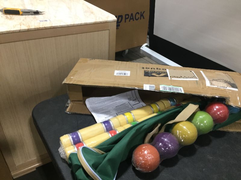 Photo 2 of ApudArmis Six Player Croquet Set with Premiun Rubber Wooden Mallets 28In,Colored Ball,Wickets,Stakes - Lawn Backyard Game Set for Adults/Kids/Family (Large Carry Bag Including)
