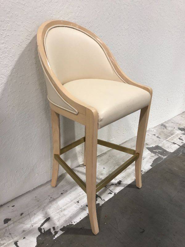 Photo 1 of CREME COLOR FAUX LEATHER BAR CHAIR 46H INCHES