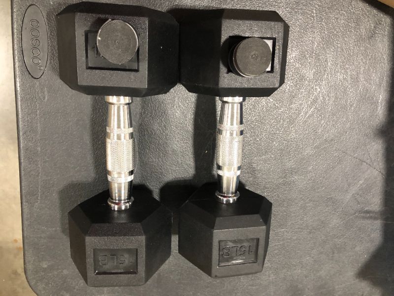 Photo 2 of 1251Balancefrom Rubber Encased Hex Dumbbell in Pairs 15lbs
