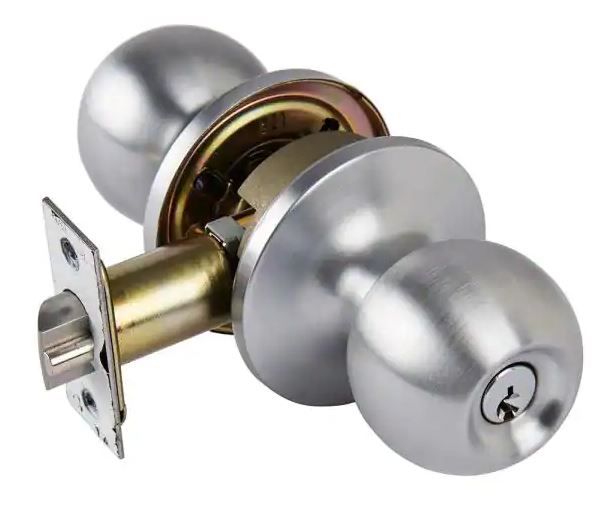 Photo 1 of Commercial 2-1/8 in. Grade 2 Satin Chrome Keyed Entry Door Knob